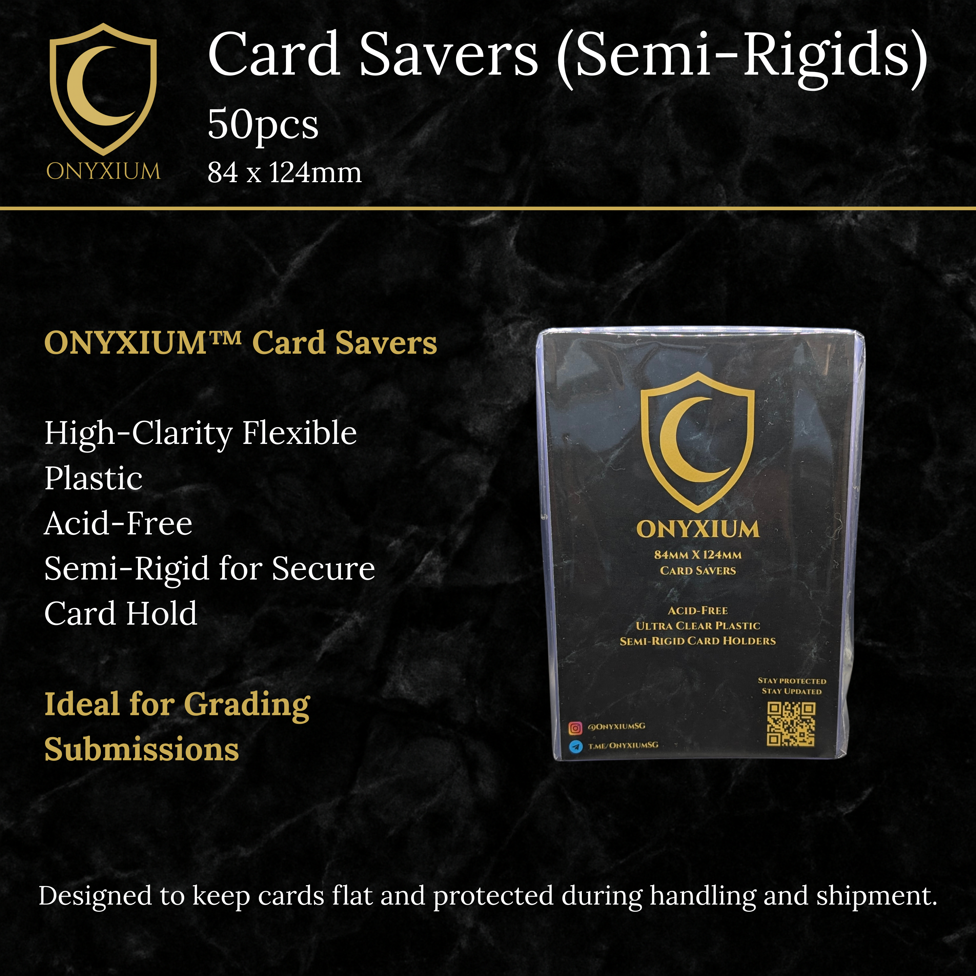 Onyxium Card Savers (Semi-Rigids) | Blue | 84 x 124mm