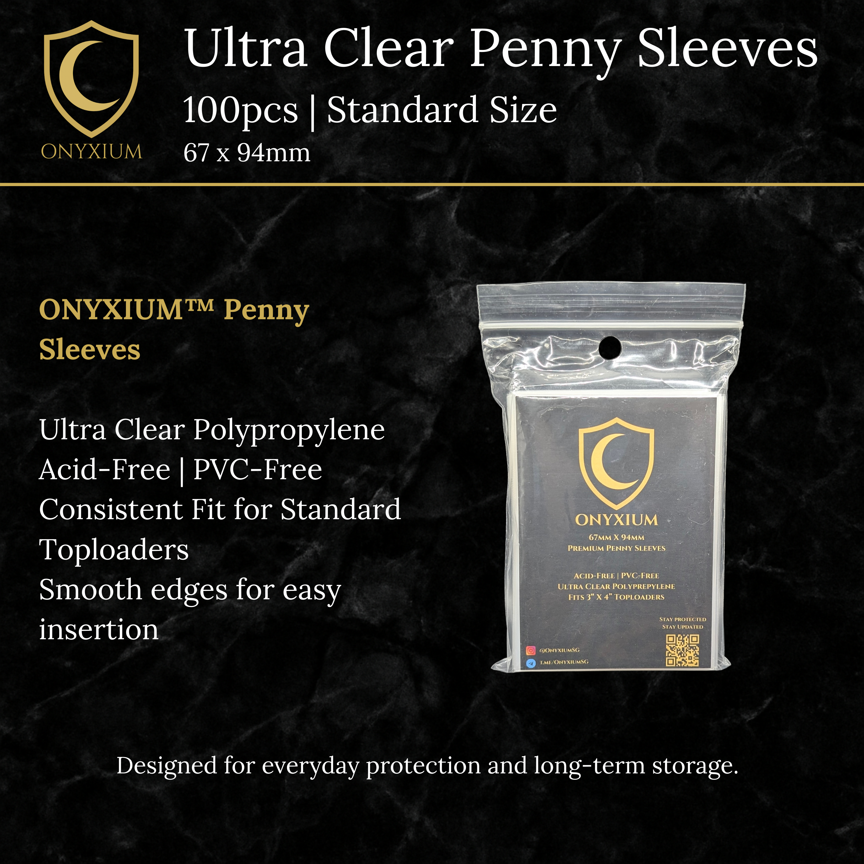 Onyxium Penny Sleeves | Ultra Clear | 67 x 94mm